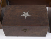 Four assorted Australian timber boxes including a fiddleback blackwood example inlaid with the map of Australia, 19th and 20th century, the map box 8cm high, 18cm wide, 14.5cm deep - 2