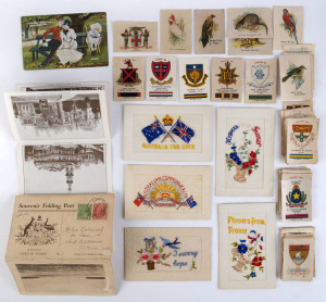 SILK CIGARETTE CARDS: Selection with Wills 1910-17 'Crests and Colours of Australian Universities, Colleges & Schools' [32/50] plus some duplicates, other Wills oddments including 1910 Arms of British Empire (10) plus two duplicates, 1916 War Medals (4), 