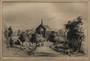 VICTOR ERNEST COBB (1876 - 1945), Scotch College - Hawthorn, etching, signed and dated 1930 in plate, signed, titled and editioned "26/85" in pencil below image, 13cm x 19cm.