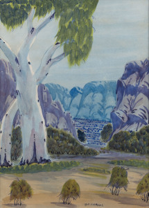 HEZEKIEL TIJNAGOONA (Australian), MacDonnell Ranges, watercolour, signed "Hezekiel" Lower right, 36 x 25cm