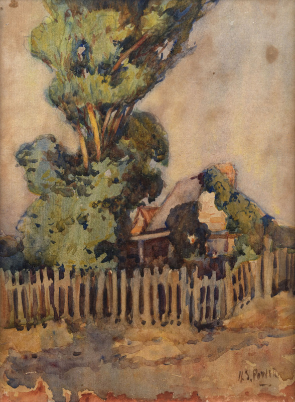 HAROLD SEPTIMUS POWER (1878 - 1951), The Old Home, watercolour, signed "H.S. Power" lower right, 25 x 18.5cm.