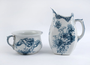 DOULTON BURSLEM "Wattle" chamber pot and "Rose & Waratah" wash jug, 19th century, factory marks to bases, ​the jug 31.5cm high