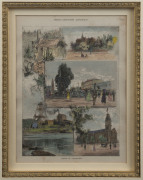 VIEWS OF SANDHURST (Bendigo), hand-coloured engraving, 19th century, attractively framed and mounted, ​49 x 42cm overall