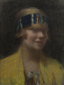 JANET AGNES CUMBRAE-STEWART (attributed), (1883-1960), portrait of a lady in yellow, pastel on paper, ​36 x 27cm