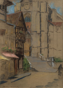 DORA WILSON (1883-1946), English town scene, pastel, signed lower left "Dora Wilson", ​33 x 24cm