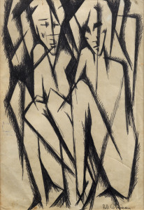 BILL COLEMAN (1922-1993), two figures, pen on paper, signed lower right "Bill Coleman", ​35 x 24cm