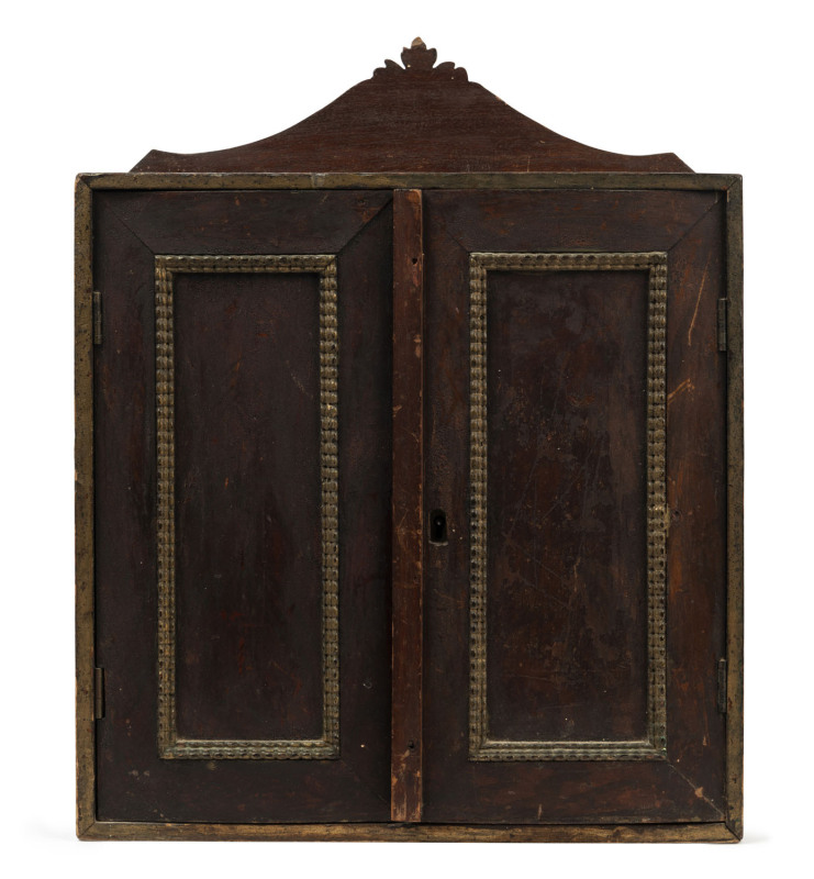 A folk art miniature cabinet, cedar and pine with gilt finished trim, Barossa Valley, South Australia, 19th century, ​42cm high