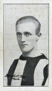 1923 Lenten's Shamrock Store (Bendigo) "Victorian Country Footballers" [5/98] - Bendigo East No.3 D.Currie & No.4 J.H.Cannan; Eaglehawk No.6 L.H.Rowe; Rochester No.10 C.Winchcombe & No.21 G.Butcher. Fair/VG. Rare.