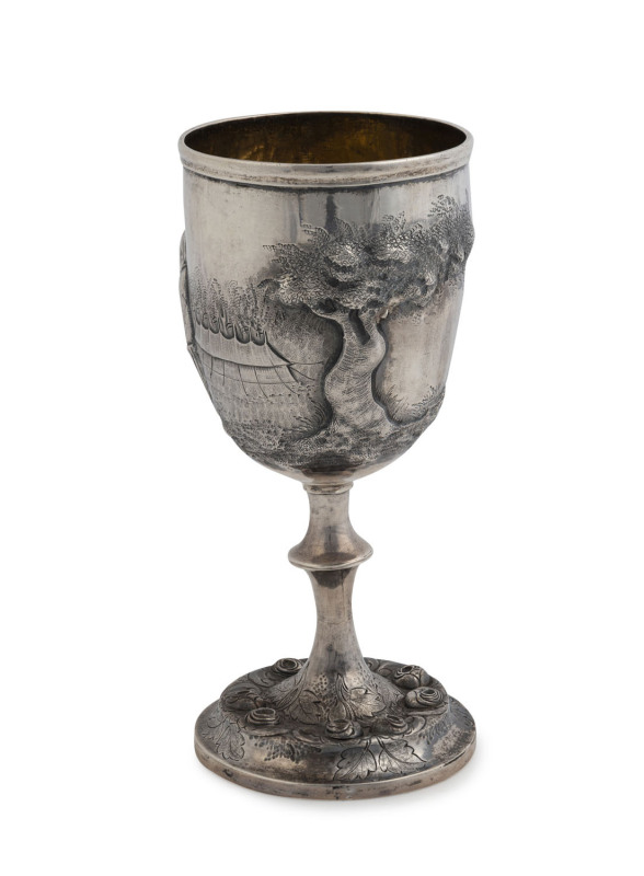 WILLIAM EDWARDS Cricket trophy cup, superb repoussé decoration with a ...