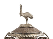 CHRISTIAN LUDWIG QVIST: A stunning pair of Australian silver mounted emu egg urns adorned with Aboriginal figures seated in strikingly natural poses with weapons and tools, kangaroos and an emu. A tour-de-force of Colonial silversmithing, museum quality. - 5