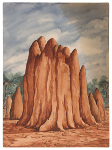 LESLIE FISHER (1911-1974), group of 10 outback and Northern Australian scenes, watercolour, signed "Leslie Fisher", ​unframed, sheet size 38 x 28cm