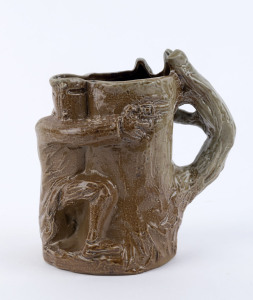 BENDIGO POTTERY "Ned Kelly" jug, stamped "Bendigo Pottery Limited Edition 3/3000, Epsom", 17cm high