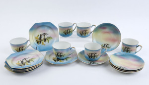 NORITAKE, 17 pieces of "Kookaburra" tea ware, mid 20th century,