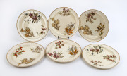 WEDGWOOD "Australian Flora" rare set of 6 porcelain plates, circa 1880, stamped "Wedgwood, Australian Flora", 24.5cm diameter