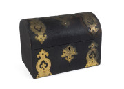 A Gothic revival domed top box with gilt metal mounts, retailer's paper label inside the lid "J WALCH & SONS, HOBART TOWN", with additional promotion label on the base, circa 1840, 15cm high, 21cm wide, 13cm deep