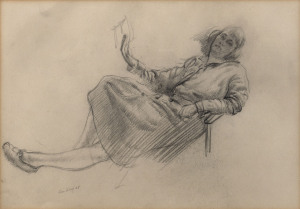 JEAN PARKER SUTHERLAND (1902-78) Girl Reading, pencil, inscribed "London 1925" lower left, stamped "From the studio of Jean P. Sutherland" verso,