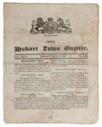 THE HOBART TOWN GAZETTE Friday, July 12, 1839 No.1206. A fascinating early news paper showing land grants of the day, there size and location and whom they were granted, Ticket Of Leave listings, court listings and the general administration of the Colony