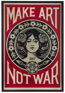 FRANK SHEPARD FAIREY (1970-.), Make Art Not War - Obey, offset lithograph, signed and numbered "17" in lower margin,