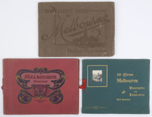 VIEWS OF MELBOURNE: with "Melbourne Illustrated - Present Day Views", two issues (pub. Osboldstone & Co, c.1910-12) one with E.W. Cole retailer's imprint on front cover, each with (different) centrespread panoramic views of Melbourne from Fire Brigade Tow