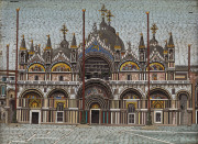 An Italian micro-mosaic panel of the Basilica San Marco in Venice, 19th century, original framing, panel 20 x 26cm, 30.5 x 36cm overall - 2
