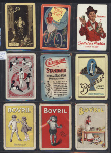 EPHEMERA - PLAYING CARDS: Diverse array of Australian and British cards from early 1900s onwards, many with evocative advertising on reverse, one volume dedicated to alcohol-related advertising, most whiskeys & beers including Australian "Hardy's Wines", 