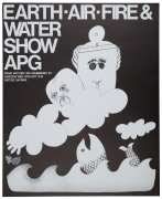 PRAM FACTORY APG POSTER: "Earth-Air-Fire & Water Show" APG at the Pram Factory (October 1973); original artwork on layout board together with a printed example of the poster. (2 items). 62.5 x51cm (artwork); 55 x 45cm (poster). (2 items). - 2