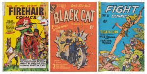 COMICS (AUSTRALIAN) - FEATURING FEMALE HEROES: Selection comprising "Belinda - The Girl Film Star" No.3, "Black Cat" No.2, "Brenda Starr" Nos 4, 6, 7, & 8, "Cowgirl" Nos 1 to 7, "Rangers Comic - featuring Firehair" issues Nos 7 & 13 and "Firehair Comic"