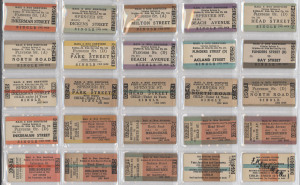 RAILWAY TICKETS - VICTORIA: Edmondson Tickets in 2 volumes with VR Rail/Bus services incl. Brighton-St Kilda Bus, Mt Evelyn Bus, VFL Park Bus, VR weekly tickets; also Change of Class, Periodical Passes, Overprinted 'E' Extension tickets of Journey, of Off