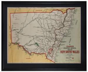 CRAIGIE'S GRAPHIC SCHOOL MAP OF NEW SOUTH WALES, by Craigie Map Company, Sydney, circa 1960, framed & glazed, overall 92 x 104cm.