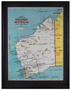 CRAIGIE'S GRAPHIC MAP OF WESTERN AUSTRALIA, by Craigie Map Company, Sydney, circa 1960, framed & glazed, overall 107 x 90cm.