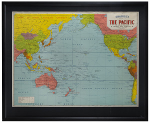 CRAIGIE'S MAP OF THE PACIFIC on Mercator's Projection, by Craigie Map Company, Sydney, circa 1960, framed & glazed, overall 93 x 114cm.