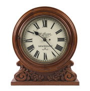 NORTH ADELAIDE POST OFFICE antique mantel/wall clock, single train fusee movement with ornate carved Australian cedar case, dial marked "Thos. Skinner, High Street, Birmingham", with paper label verso, 19th century, 63cm high