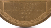 THE RIGHT HONORABLE PHILLIP LYNCH, MINISTER FOR INDUSTRY & COMMERCE (and Deputy Leader of the Liberal Party) presentation bronze medal (231gms, 76mm) from JUANITA M. KREPS, U.S. SECRETARY OF COMMERCE, to commemorate Lynch's June 1979 visit to the United S - 2