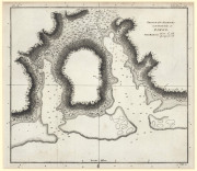 TAHITI: William Bligh's "Sketch of the HARBOURS on the NORTH SIDE of EIMEO. Taloo Harbour", copper plate engraving, 19 x 22cm. The anchorage indicated at the head of one of the deep-water arms was where Cook's ships of the Third Voyage (Resolution & Disc