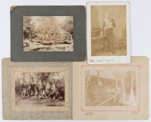 A collection of early photographs, various formats, with images including A Victorian Railways porter in full uniform, a Melbourne street scene by Nettleton, a Melbourne Cup jockey, a group of sportsmen (by W.D. Thrower, Chapel St., Windsor), 3 gentlemen 