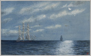 A JOURNEY ON BOARD THE "MELBOURNE": A group of small watercolour paintings; one titled "Our first view of the African Ranges, April 3rd 1886, ship Melbourne"; another "St Helena, from ship Melbourne, April 22, 1886", another titled verso "At the Western I - 4