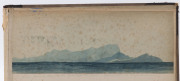 A JOURNEY ON BOARD THE "MELBOURNE": A group of small watercolour paintings; one titled "Our first view of the African Ranges, April 3rd 1886, ship Melbourne"; another "St Helena, from ship Melbourne, April 22, 1886", another titled verso "At the Western I - 5