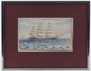 A JOURNEY ON BOARD THE "MELBOURNE": A group of small watercolour paintings; one titled "Our first view of the African Ranges, April 3rd 1886, ship Melbourne"; another "St Helena, from ship Melbourne, April 22, 1886", another titled verso "At the Western I - 7