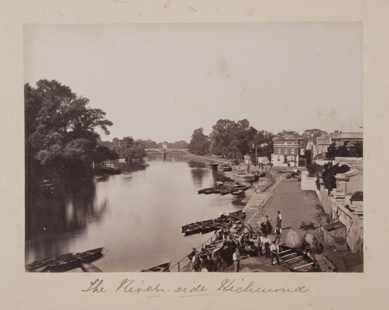 A group of albumen prints, circa 1880s, mounted on pages from an old album. Most images feature scenes in England and Scotland with a particularly nice series on the Thames at Richmond, several of Southampton and Warwick. Various sizes, mainly 13 x 20.5cm