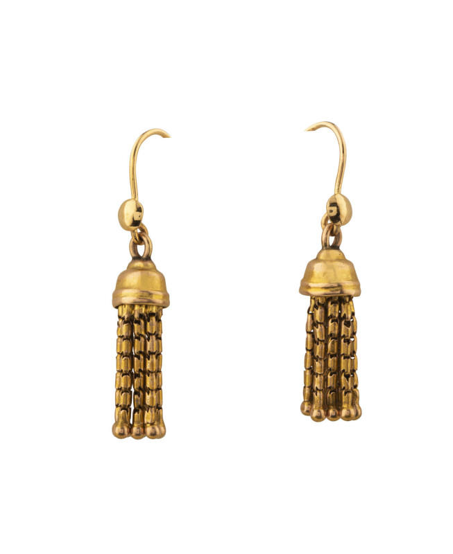 A pair of antique 15ct yellow gold tassel earrings, 19th century, ​3.5cm high, 4 grams