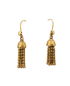 A pair of antique 15ct yellow gold tassel earrings, 19th century, 3.5cm high, 4 grams