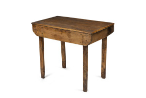 A primitive Colonial Australian occasional table, possibly Chinese manufactured on the Victorian Goldfields, mid 19th century, 70cm high, 77cm wide, 43cm deep