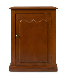 A shield door cabinet, kauri pine, 19th century, new backing board, 81cm high, 61cm wide, 40cm deep
