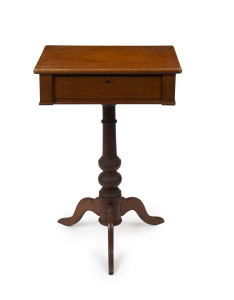 An occasional table, Australian cedar with single drawer and pedestal base, late 19th century, 78cm high, 52cm wide, 38cm deep
