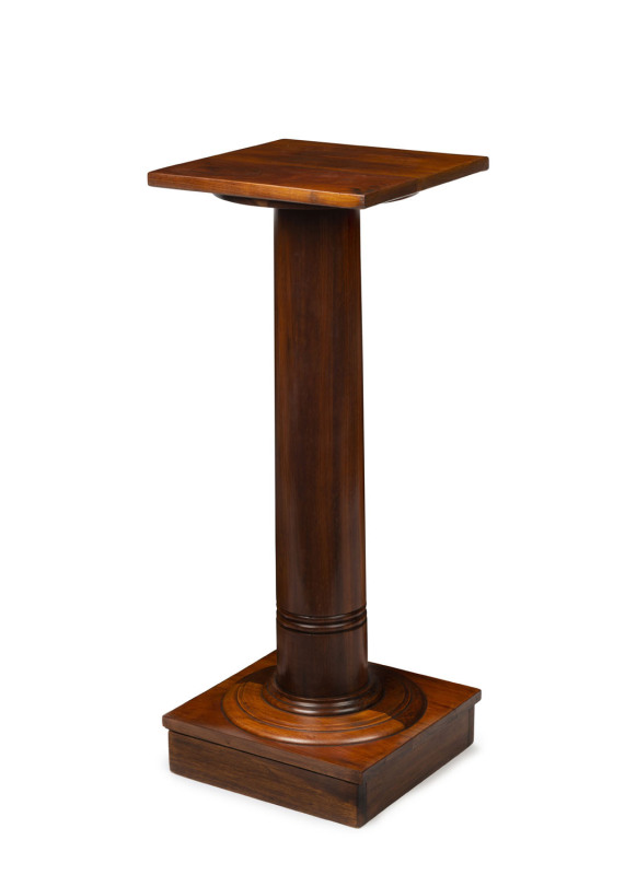 An antique Australian blackwood pedestal, circa 1900, ​95cm high, 36cm wide, 35cm deep