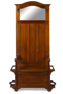 An Australian Arts and Crafts blackwood hallstand, early 20th century, 198cm high, 100cm wide, 44cm deep