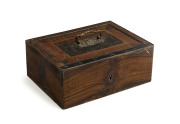 An antique portable safe, iron with hand-painted wood grained finish, 19th century, ​12cm high, 29cm wide, 22cm deep