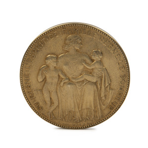 FRANK BREESE SPENCER (1886 - 1965). A large, silver-gilt medallion presented to Spencer when he retired from the Nestlé Co. (Australia) Ltd in 1962 and became honorary chairman. The 80mm diameter medal engraved for the NESTLE AND ANGLO-SWISS HOLDING COMPANY to "Monsieur Frank Breese Spencer - SYDNEY - A Bien Merite de la Societe". 280 grams, in original case.