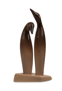 ELLIS pottery penguin figural group, 28cm high