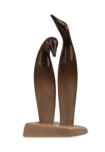 ELLIS pottery penguin figural group, ​28cm high